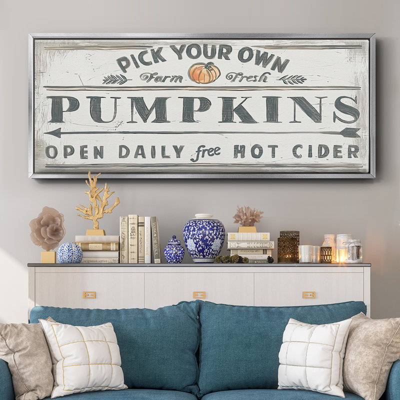 Pumpkin Patch I- Framed Canvas, 12" H x 30" W