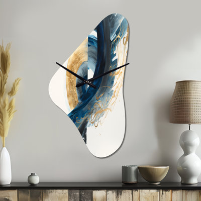 Saffian - Boomerang Shape Large Blue Wall Clock - Unique Shape