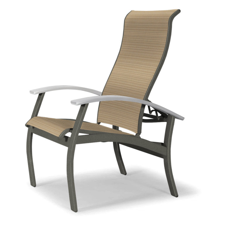 Chaise de patio Askar, Blanc, Rayures de sable Bailey Sunbrella®, Graphite texturé
