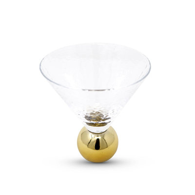 6 verres à dessert martelés sur piédestal boule dorée