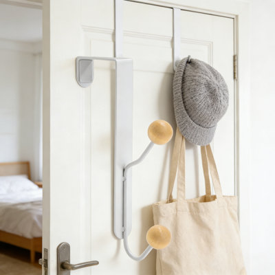 Over The Door Hooks, 6 Pack Adjustable Towel And Clothes Hangers With Non-Slip Pads, No Drill Installation For Bathroom, Bedroom, And Closet Organization