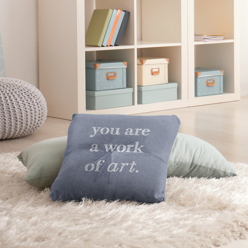 Coussin décoratif intérieur/extérieur travail d’art, Bleu / blanc, 26 po x 26 po
