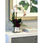 Orchid Arrangement With Sedum In Silver Glass Vase