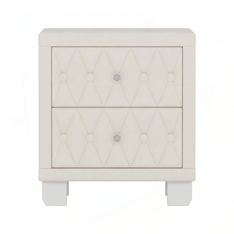 Nightstands Set of 2 with Charging Station, Smart Night Light, and Storage Cabinet, Modern Bedside Tables for Bedroom, White
