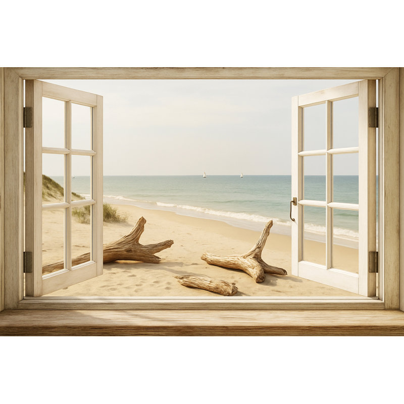 Bois flottant sur les dunes dorées au bord de la mer, H 24 po x l 36 po
