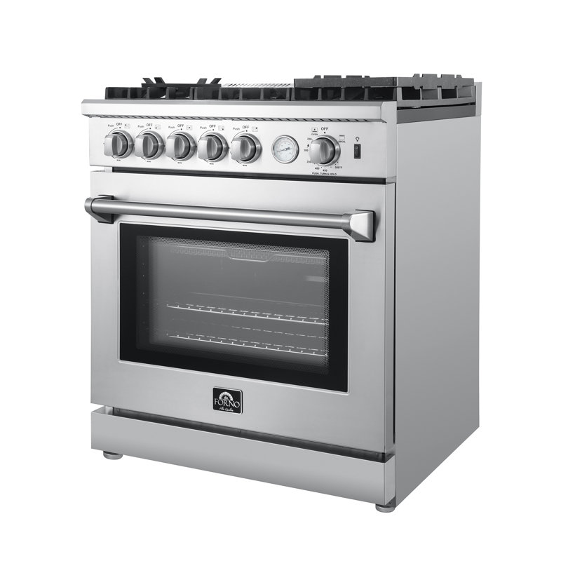 Lazio 30-inch Gas Range Stainless Steel, 5 Burners 70,000 BTU, 4.32 cu.ft. Convection Oven