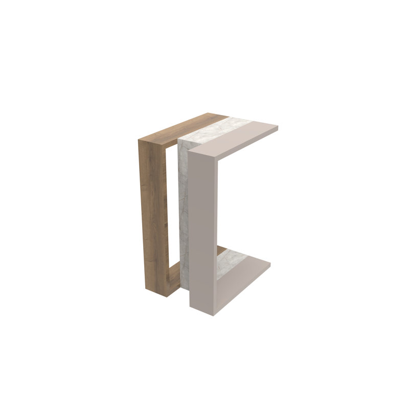 End Table, Oak/White Marble/Light Mocha