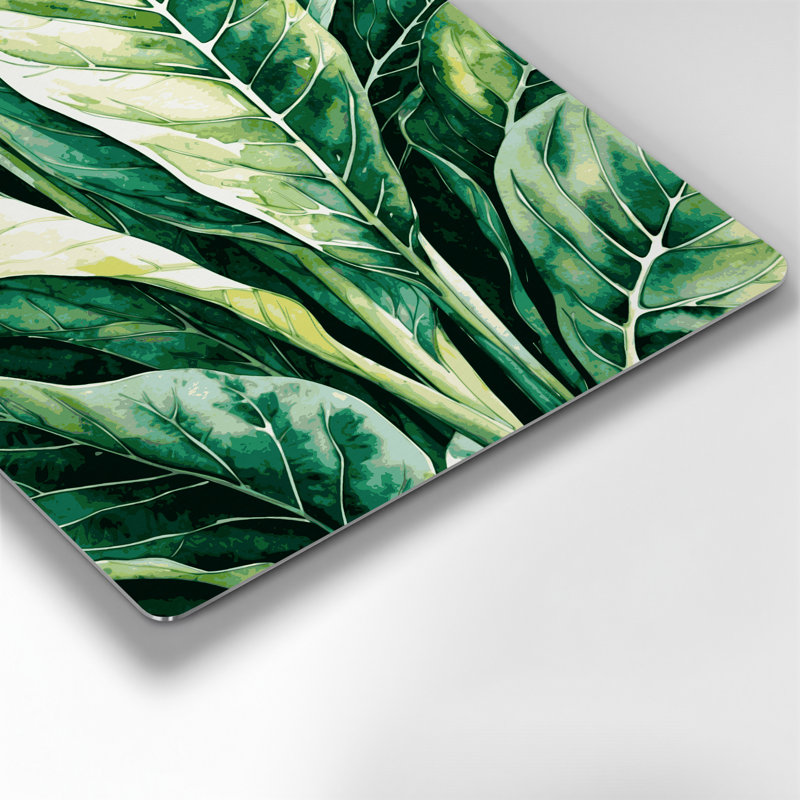 Aquarelle botanique 41, art mural vert en métal, H 12 po x l 12 po