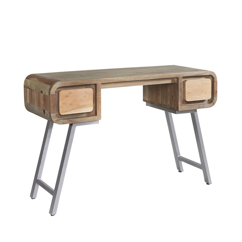Nueva Vista Solid Wood Top Metal Base Writing Desk