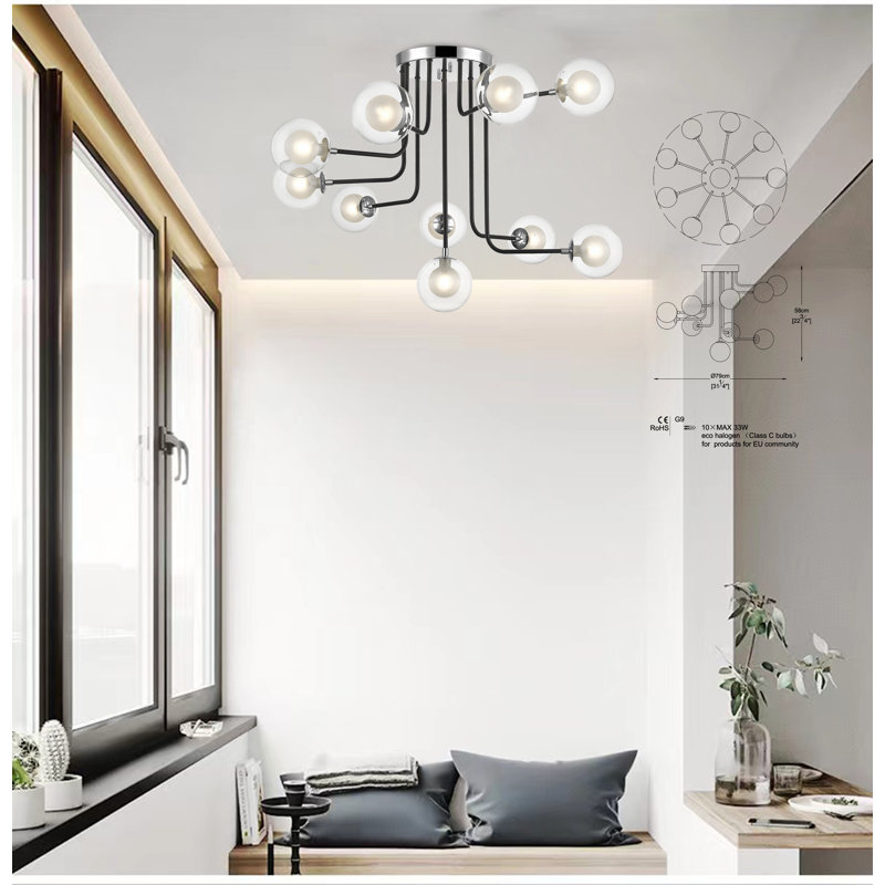 Corston Glass Flush Mount, Chrome