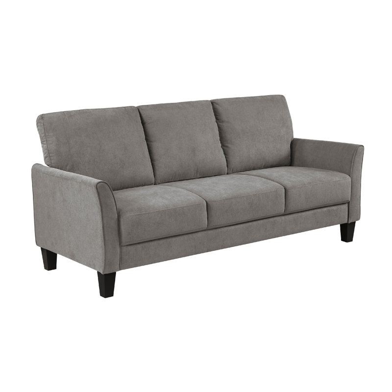 Canapé Xumo, tissu, 79 pouces, pieds en bois effilés noirs, Gris taupe