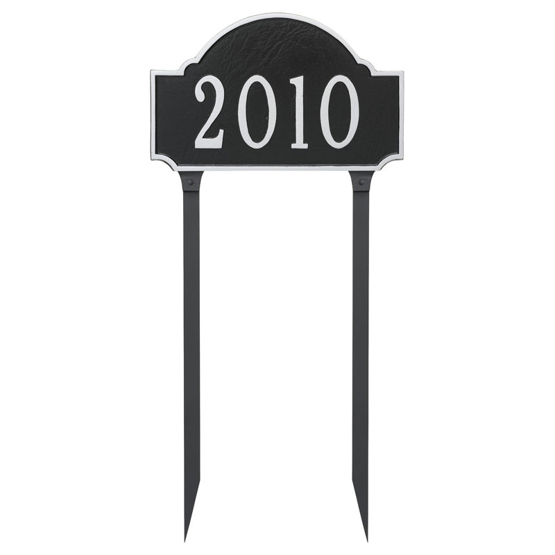 Fitzgerald Estate One Line Address Sign Plaque with Lawn Stakes, Hunter Green / Gold
