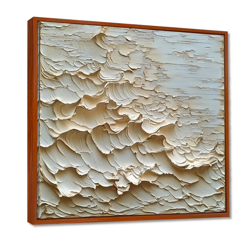 «Oberbeck», lumière ascendante des vagues de la crème I - art mural moderne transitionnel abstrait, H 16 po x l 16 po, Brun