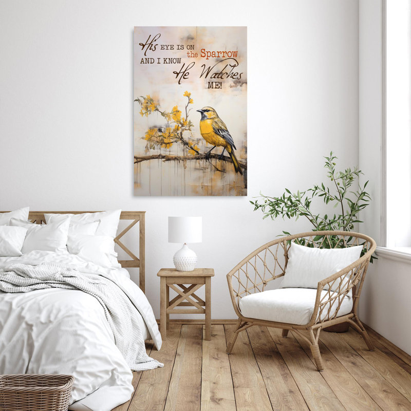 «His Eye Is On The Sparrow», reproduction sur toile, H 36 po x l 24 po