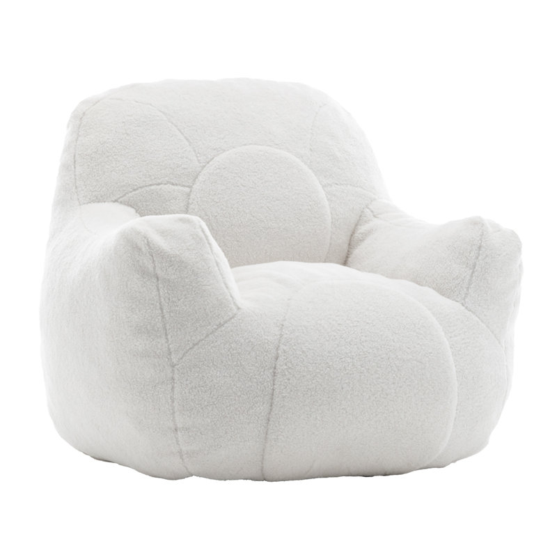 Bean Bag Chair With Filler, 30" H x 41.4" W x 37.8" D , White Teddy