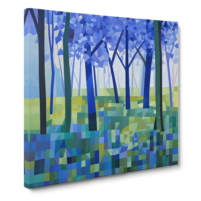 Bluebell Field Suprematism - Wrapped Canvas - Framed Print, 35cm H x 35cm W x 3cm D