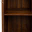 Armoire à vin modulaire de couleur brun noyer avec tablettes de rangement et huche pour salle à manger