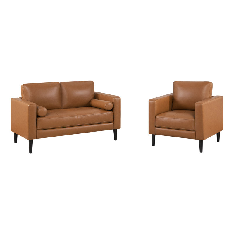 Ensemble 2 pièces avec causeuse et fauteuil en cuir Air