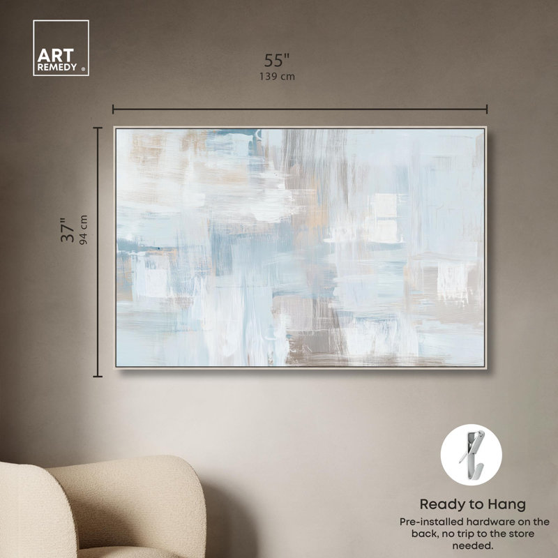 Impression sur toile «Passing Cloud Living Room Boho» par Art Remedy, H 36 po x l 54 po, Cadre argenté