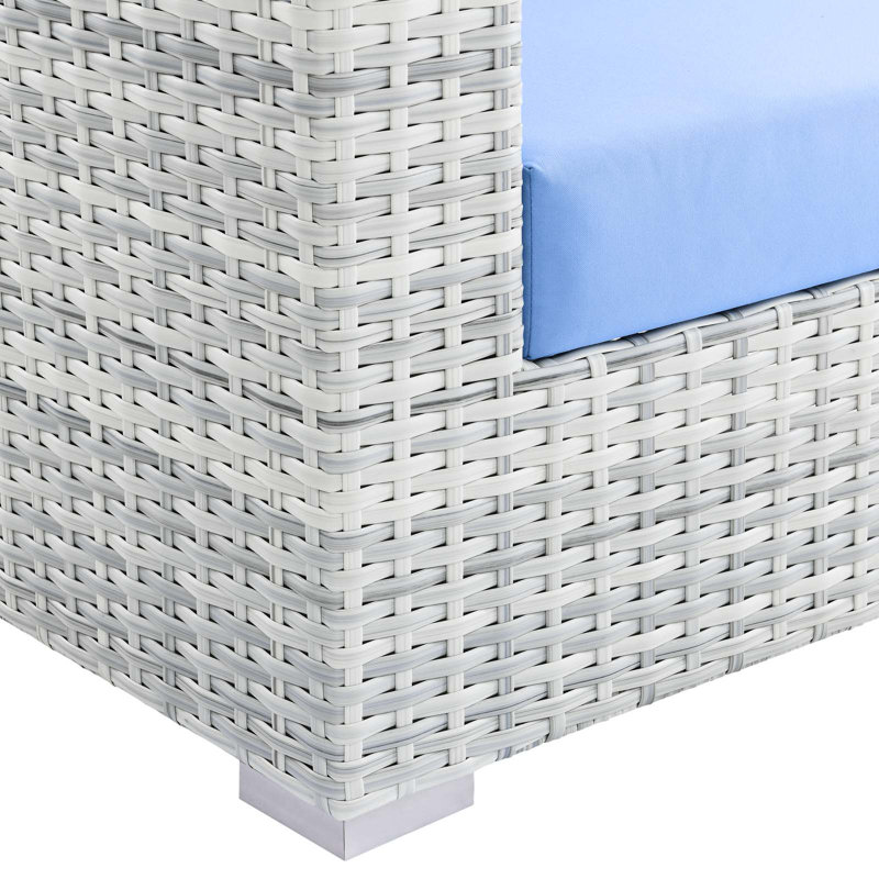 Convene Outdoor Patio Left-Arm Loveseat, Left Hand Facing, Light Blue