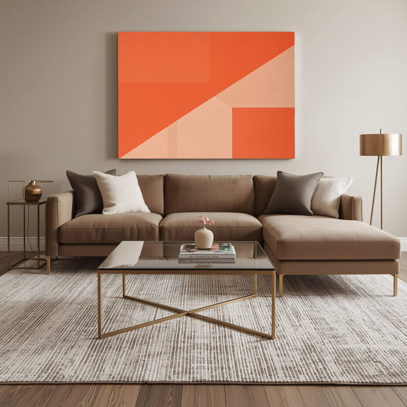 Minimalisme 98, art mural sur toile orange, H 11 po x l 14 po
