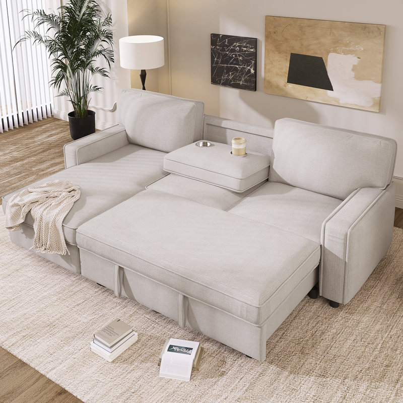 Canapé-lit modulaire Upholstery avec espace de rangement, port USB, 2 porte-gobelets sur les coussins de dossier