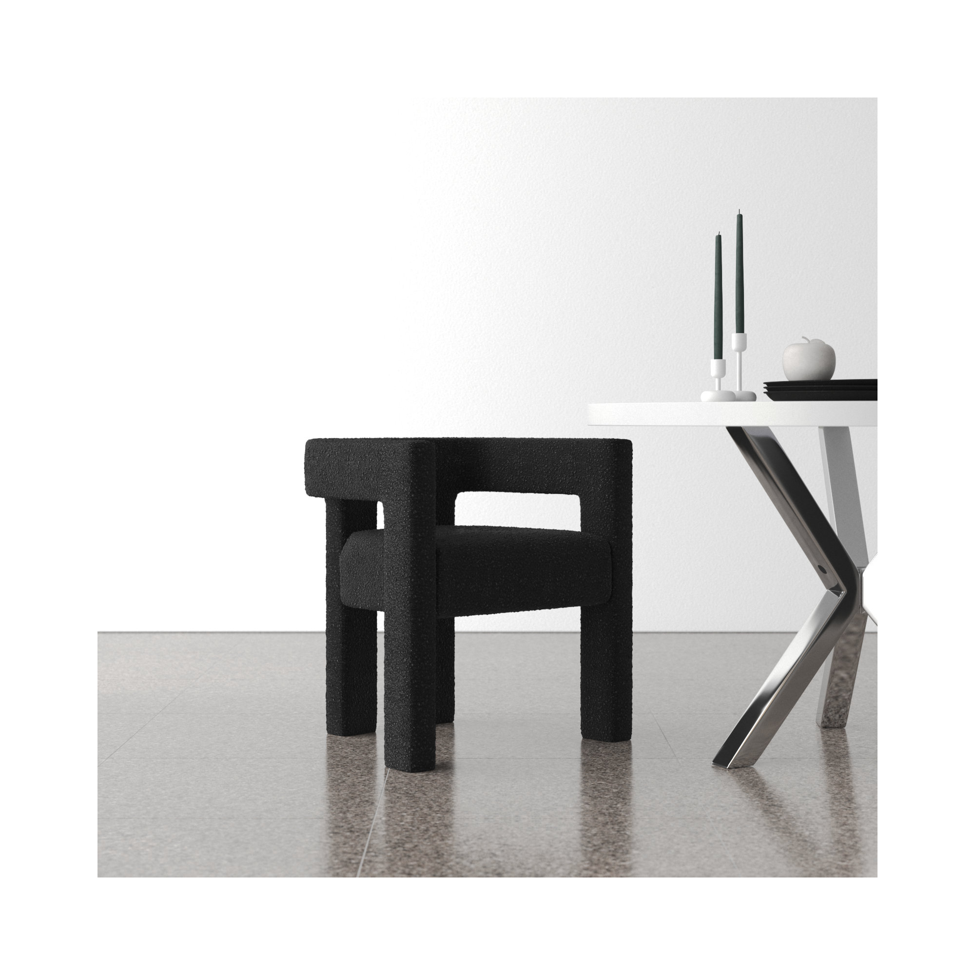 Cedernier Boucle Dining Armchair, Black