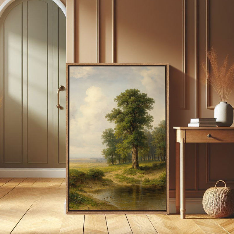 Art mural encadré abstrait rétro antique classique pour chambre à coucher, H 24 po x l 16 po, Naturel