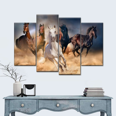 " Running Herd Of Horses " 4 - Pieces