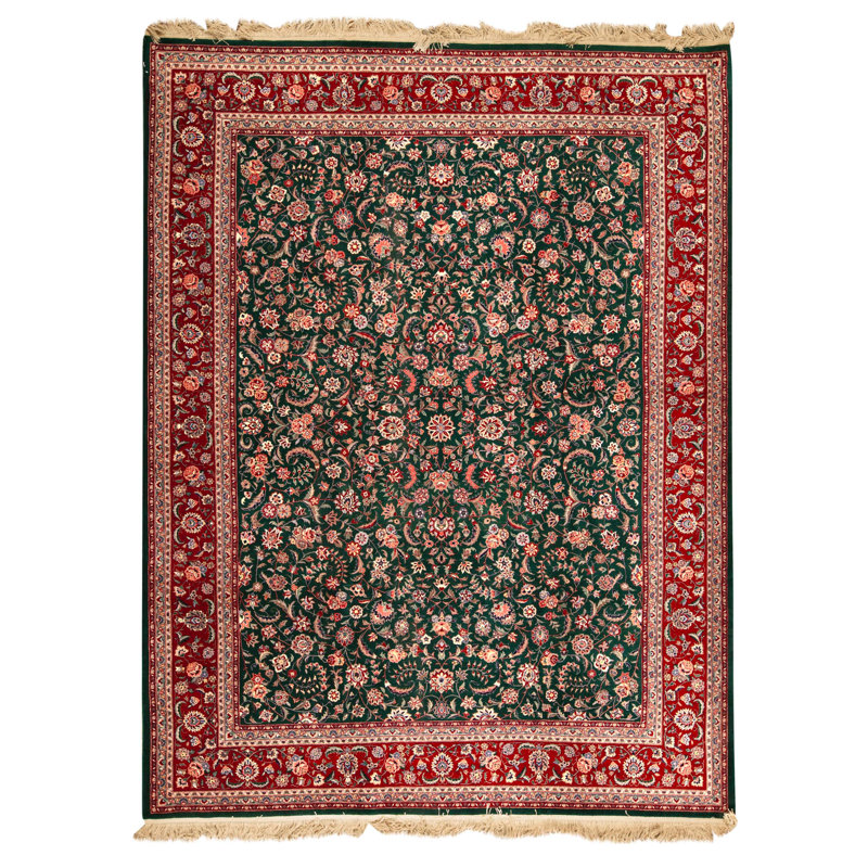 Tapis vert noué à la main de haute qualité