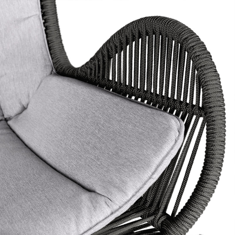 Cabane Wood Outdoor Chair with Sunbrella® Cushions, Light Gray/Black