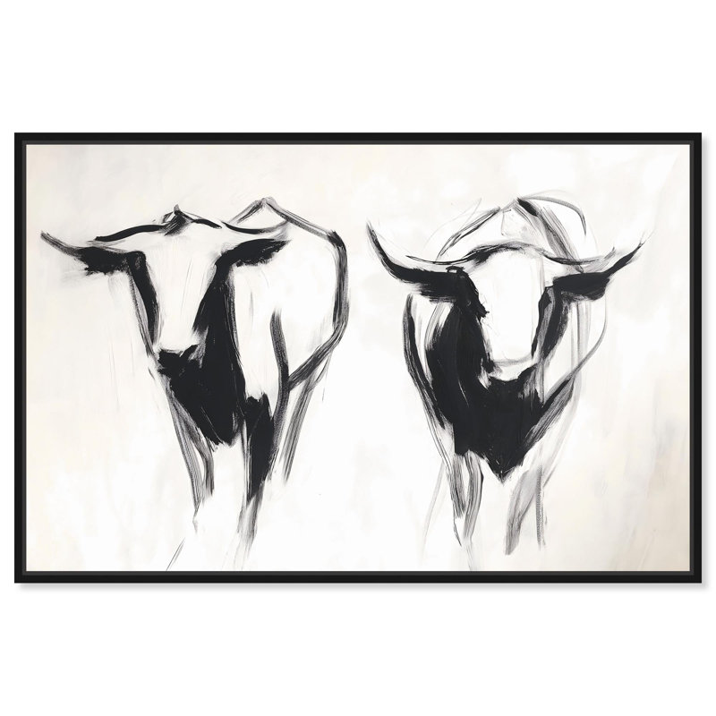 Bovins I, art sur toile par Art Remedy, H 11 po x l 16 po, Cadre flottant noir
