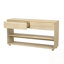 Console en bois avec 2 tiroirs et tablettes ouvertes-2067699623