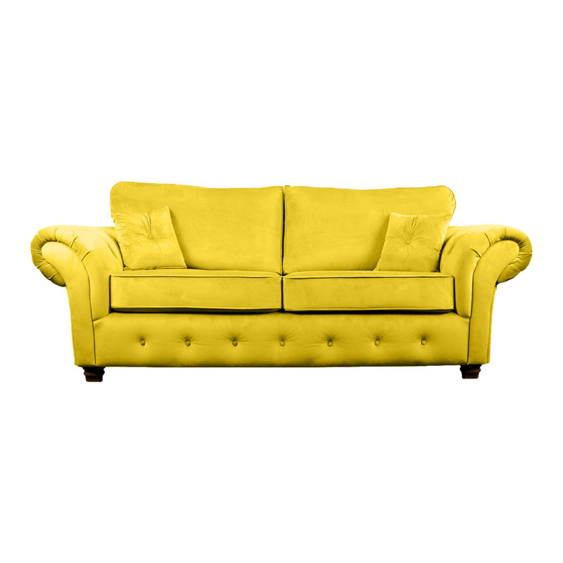 Lila 3 Seater Velvet Sofa, Lemon