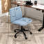Fauteuil pivotant bleu pour bureau - Hauteur réglable, revêtement en tissu respirant, base métallique robuste, coussin en mousse épaisse, 5 niveaux de confort, facile à déplacer