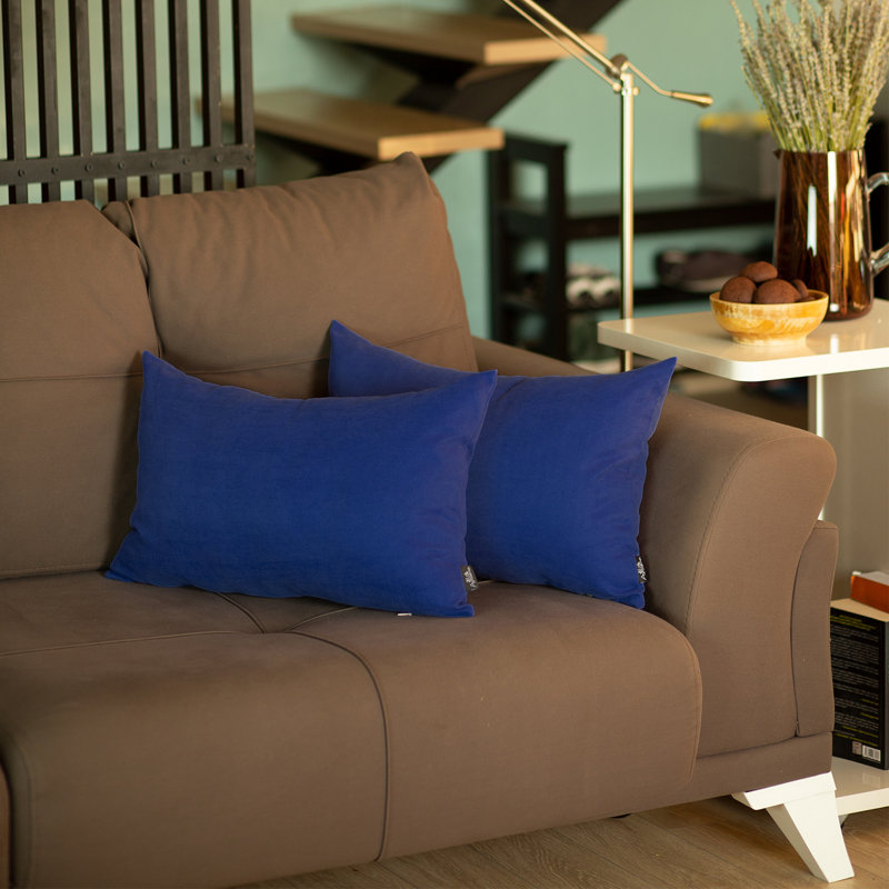 Sapphire Blue Polyester Lumbar Pillow Covers Set of 2
