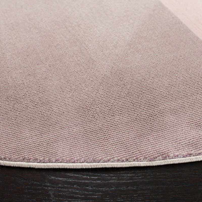 Aslin Geometric Pink/Light Purple Area Rug, Round 3'