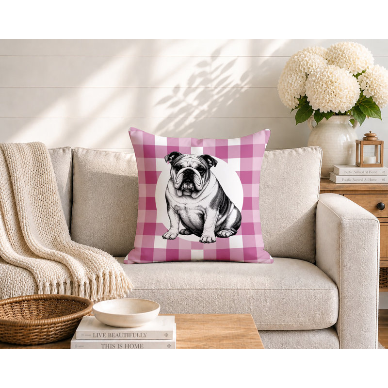 Oreiller réversible intérieur / extérieur Bulldog, 20x20, Magenta