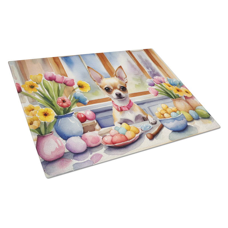 Decorating Easter Chihuahua Glass Cutting Board