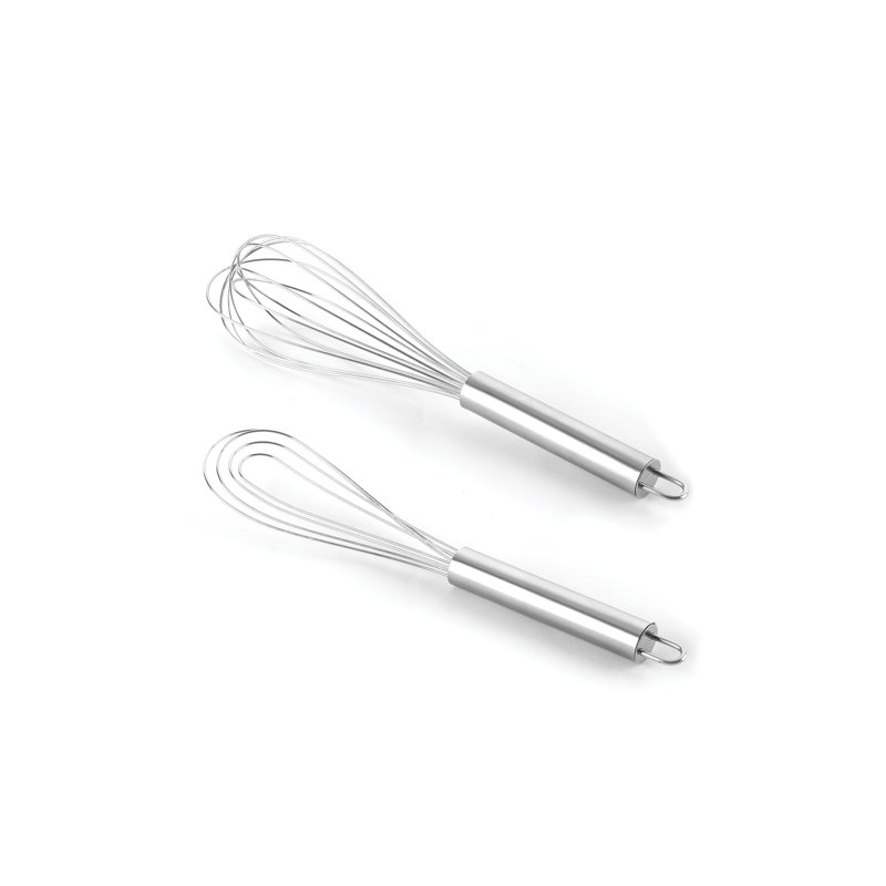 Stainless Steel Balloon and Flat Whisk Set with Hanging Loops