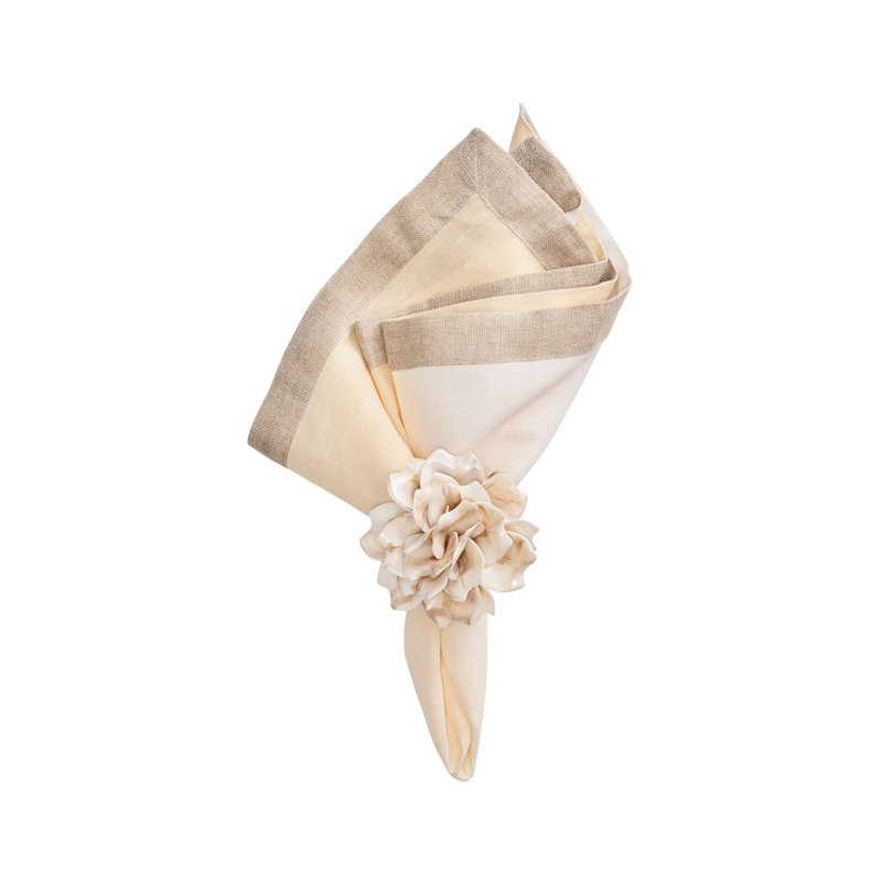 Dip Dye Linen Napkin, White/Beige