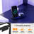 Full Black Metal Loft Bed With Desk,2 Charging Station,LED Light,Heavy Duty,Staircase,Wardrobe