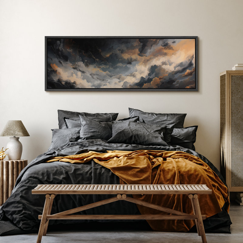 «Majestic Cloudscape Art», impression sur toile encadrée, Cadre flottant noir, H 20 po x l 60 po x P 1,5 po
