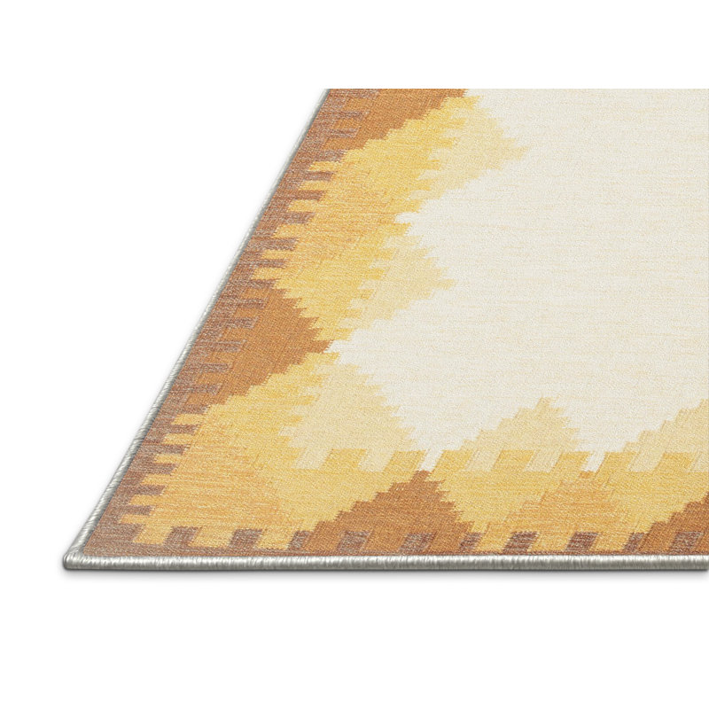Tapis contemporain beige / jaune, Rectangle 3 pi x 5 pi