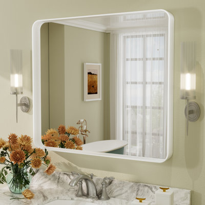 Aevar Tempered Glass and Aluminum Alloy Framed French Cleat Mounted Wall Mirror