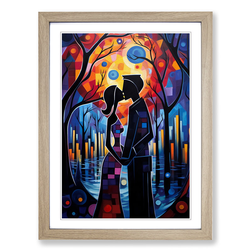 Lovers Expressionism - Framed Print, Oak , 64cm H x 46cm W x 2cm D
