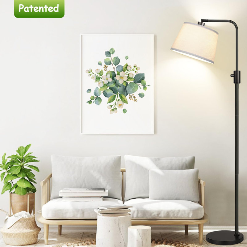 Dimmable Floor Lamp, 1000 Lumens LED Edison Bulb Included, Arc Floor Lamps For Living Room Modern Standing Lamp With Linen Shade, Tall Lamp For Bedroom Office Dining Room
