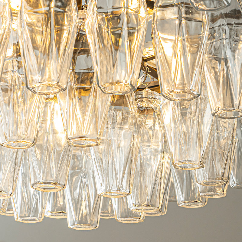  Luminaire suspendu moderne en verre de Murano de 28 po à 6 lumières en verre de Murano, L 28 po x H 11 po, Bronze