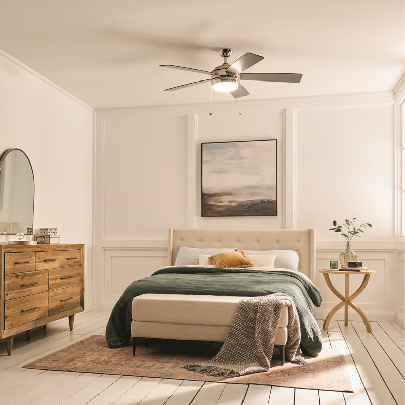 Starkk 52'' Ceiling Fan with LED Lights, Polished Nickel with Silver Blades