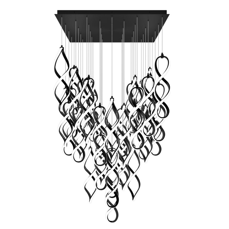 Luminaire suspendu 41 lumières DEL Interlace, Noir